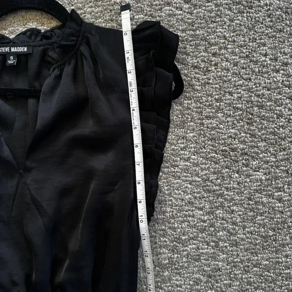 Steve Madden Prairie Dreams Satin V-Neck Ruffle Cap Sleeve Mini Blouson Dress S - Picture 15 of 16
